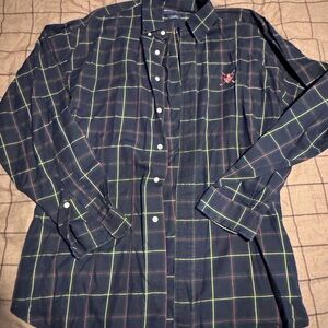 Ralph Lauren Golf Tilden Plaid Button Down Shirt Mens XL Crest Logo
